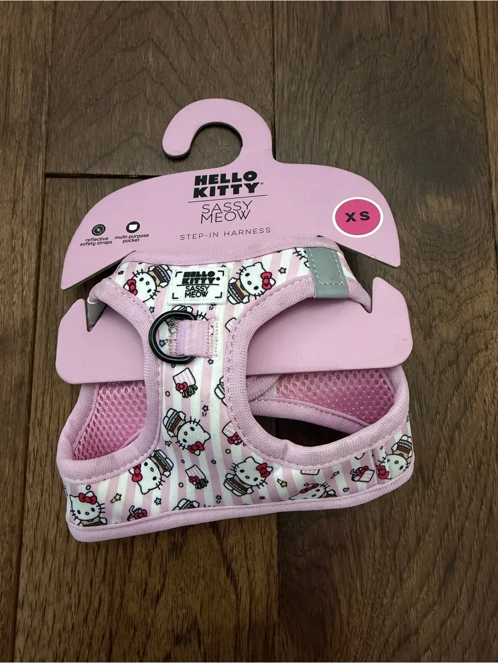 Sassy Meow Hello Kitty Step-In Vest Cat Harness Reflective XS Pink